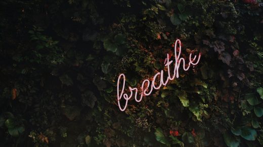 Néon "breathe" sur mur végétal